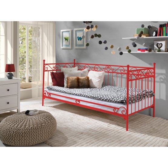 Metalowe łóżko dla dziecka model 2 S czerwone
